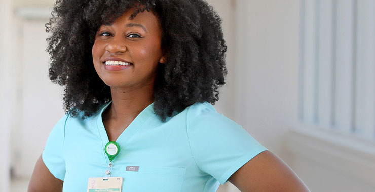 A smiling female physician.